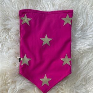 Goldbergh Kids Hot Pink Bandana Mask with Gold Stars
